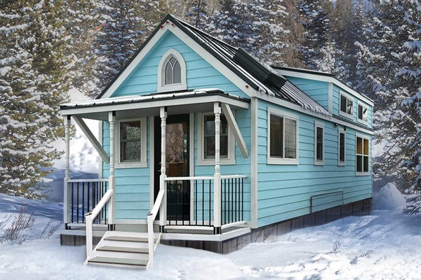 Tiny Homes-Elm-33-Ligth-Blue-in-Snow